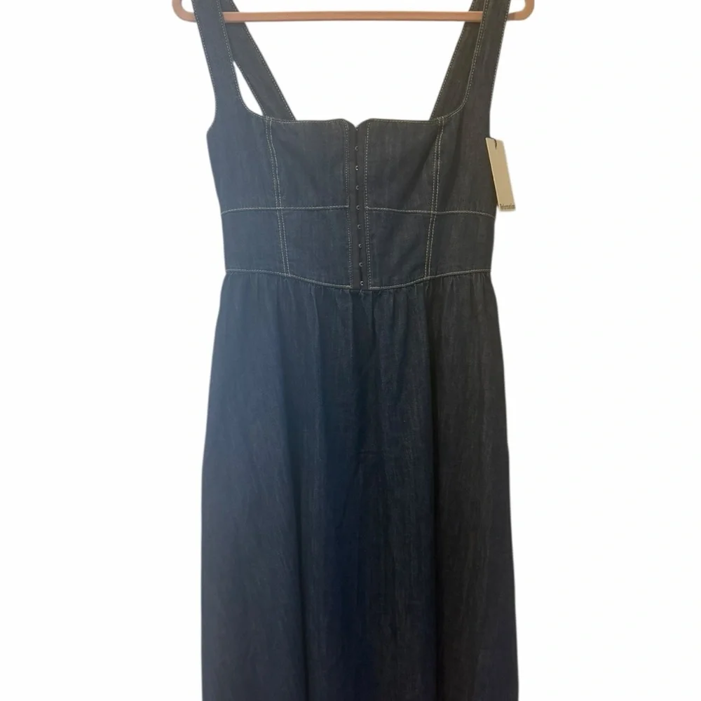 Reformation Tagliatelle Denim Midi Dress Blue Size 6 NEW - Picture 7 of 12